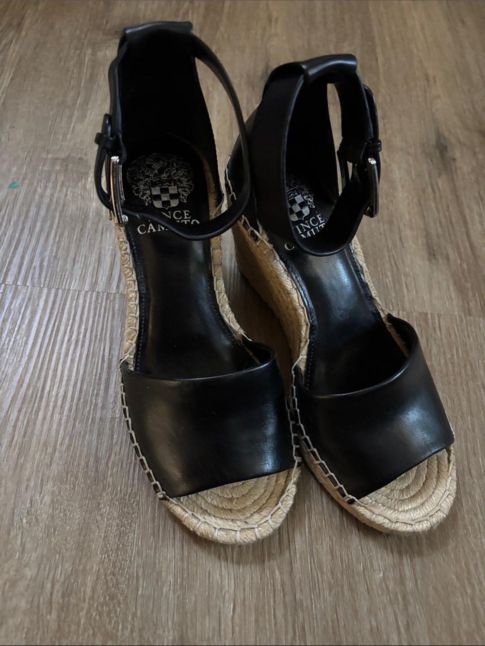 Vince Camuto Black Wedge Espadrille Sandals - Women